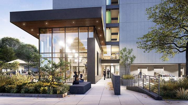 A rendering of what the entrance to the self-storage facility at Ellis Street and Bay Avenue will look like.