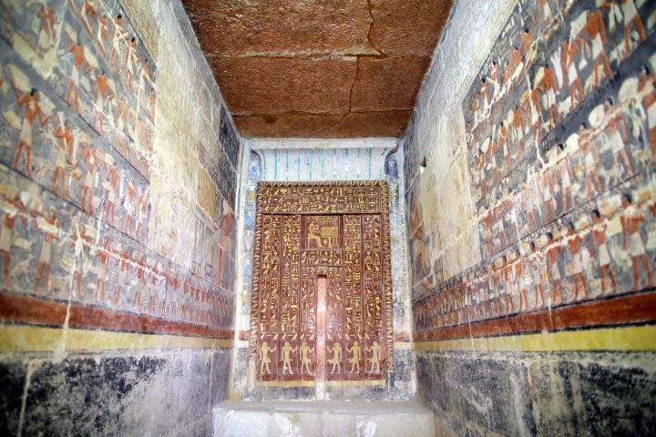A view of a chamber of the tomb of Mehu, after it was opened for tourists at Saqqara area, Giza, Egypt, Sept. 8, 2018.
