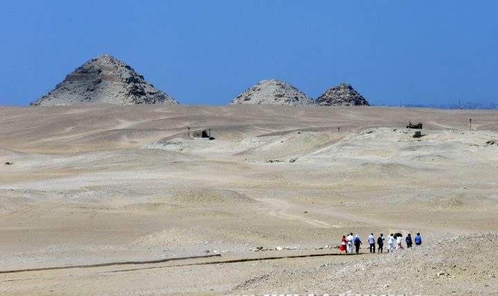 Tourists are shown on their way to one of the chambers of the tomb of Mehu, after it was opened for tourists at Saqqara area, Giza, Egypt, Sept 8, 2018.