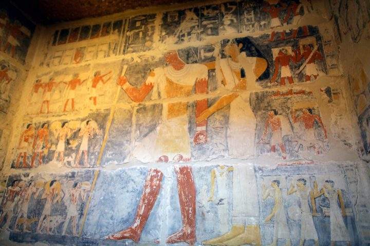 A view of a chamber of the tomb of Mehu, after it was opened for tourists at Saqqara area, Giza, Egypt, Sept. 8, 2018.