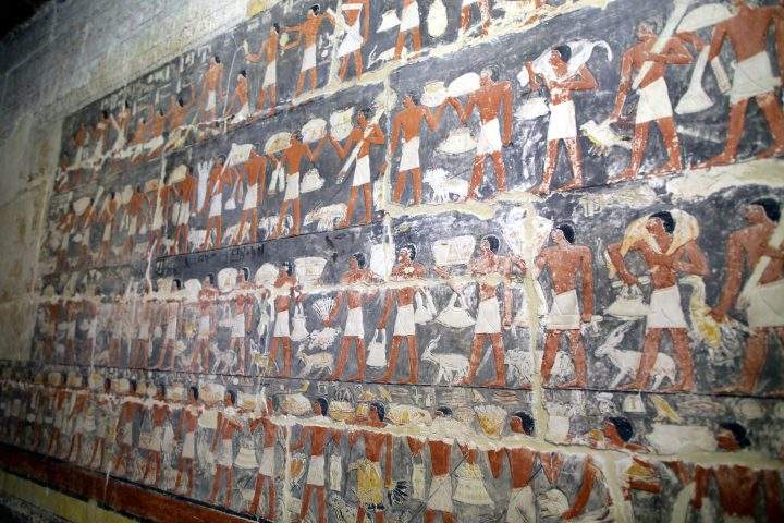 A view of a chamber of the tomb of Mehu, after it was opened for tourists at Saqqara area, Giza, Egypt, Sept. 8, 2018.