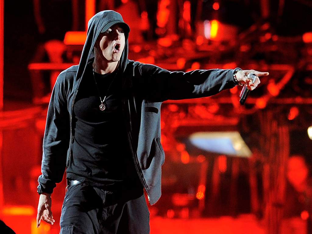 Eminem performs at the 2012 Coachella Valley Music and Arts Festival in Indio, California.