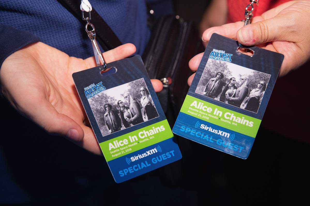 Fans display their passes for access to see Alice In Chains perform for SiriusXM’s Lithium Channel at The Space Needle on August 21, 2018 in Seattle, Washington.