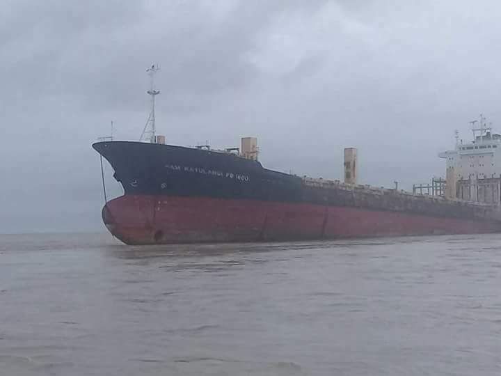 The Sam Ratulangi ghost ship is shown in this image released by Yangon Police in Myanmar.