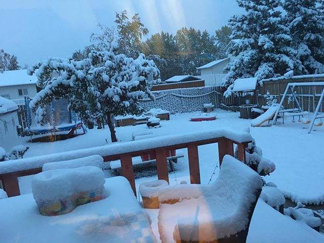 Snow in Grande Prairie Alta. on Sept. 12, 2018.