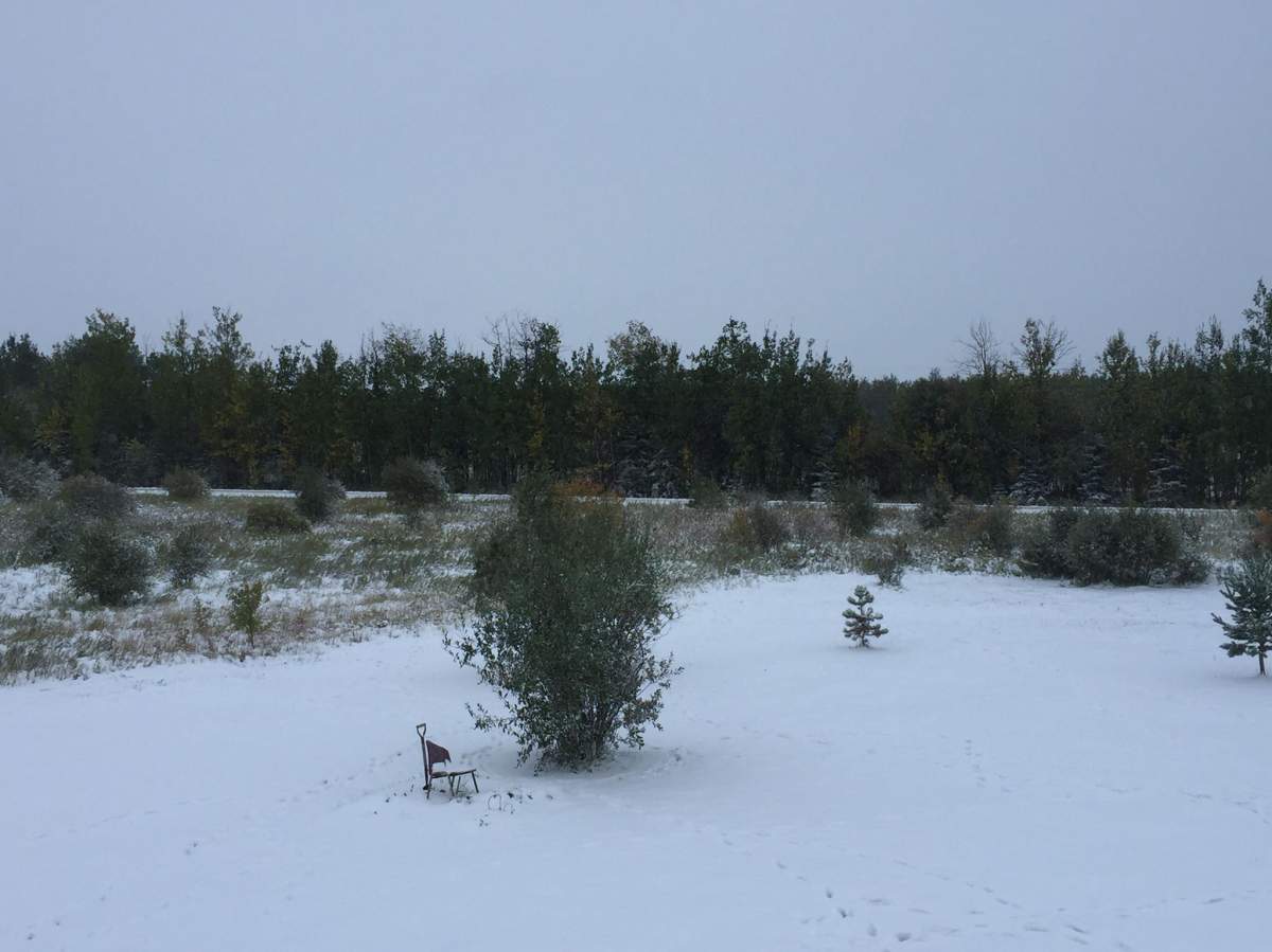Snow in High Prairie, Alta. on Sept. 12, 2018.
