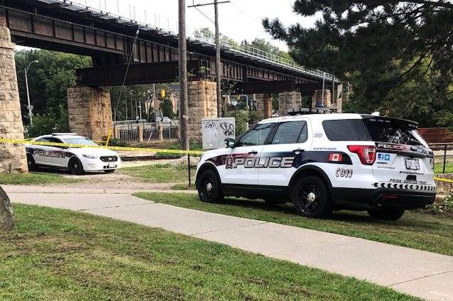 Guelph police were on scene near Wellington and Arthur streets on Thursday morning after a body was found in the area.