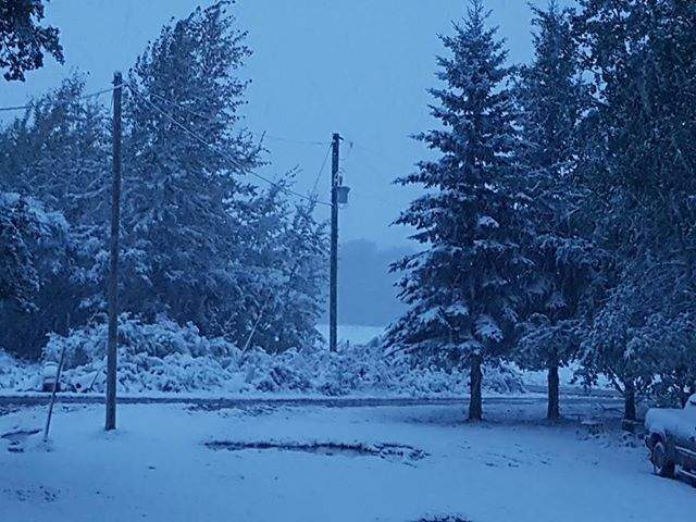 Snow in Kinuso Alta. on Sept. 12, 2018.
