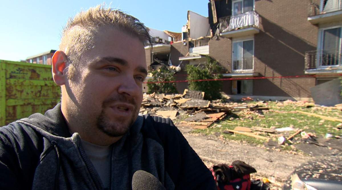 Mont-Bleu resident Louis Legault said city crews are talking about bringing in an engineer to evaluate whether his building is structurally sound enough for him and his neighbours to go back inside and retrieve their belongings.
