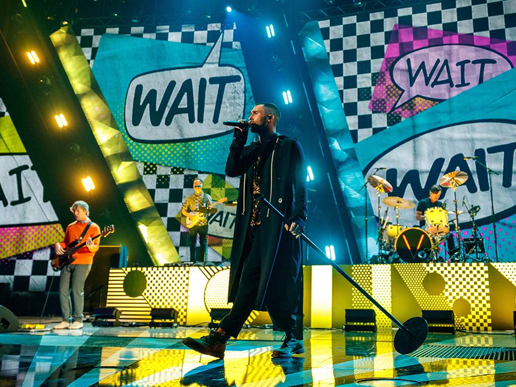 Adam Levine of Maroon 5 performs onstage during the 2018 iHeartRadio Music Awards in Inglewood, California.  