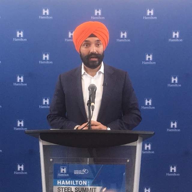 Navdeep Bains, Canada's Minister of Science, Innovation and Economic Development, addressed the Hamilton Steel Summit on Friday morning.