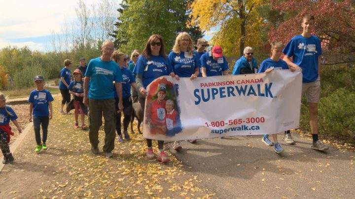 Hundreds gathered at Meewasin Park in Saskatoon on Sunday for the annual Parkinson SuperWalk. 