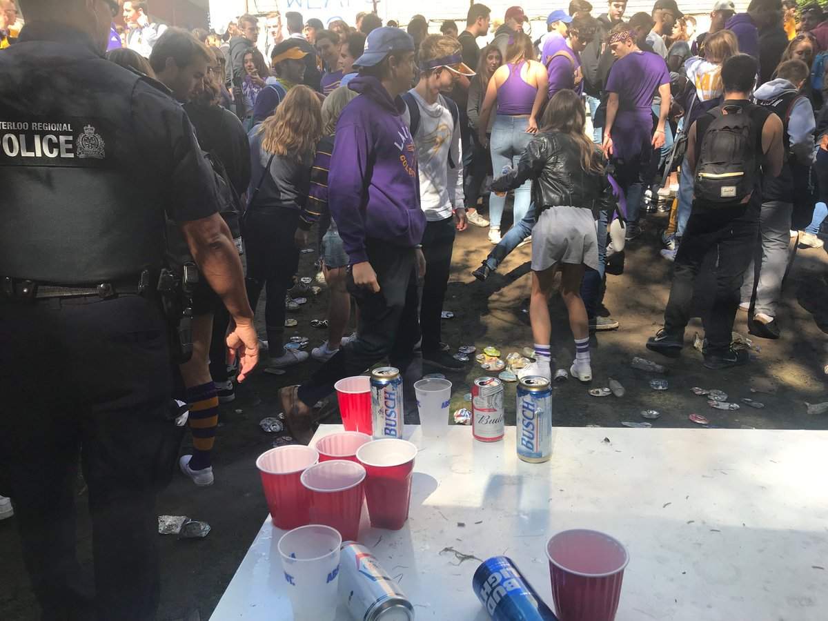 Waterloo police attempted to keep a handle on parties in the university area on Saturday.