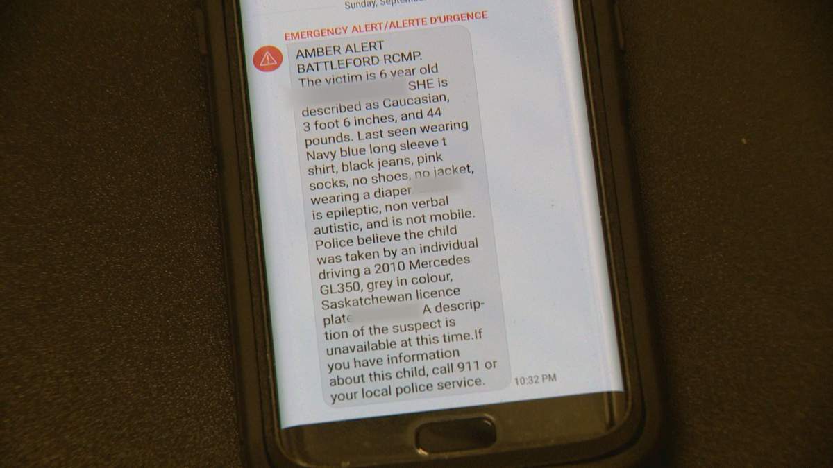People in Saskatchewan were not notified as quickly as they could have been about the Amber Alert using wireless technology on Sunday night.