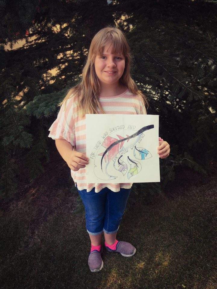 Eleven-year-old Sophie St. Cyr created the winning Orange Shirt Day design last year.
