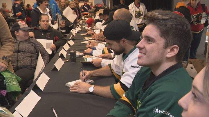 Ryan Straschnitzki played his first-ever sledge hockey game at the WinSport Markin MacPhail Centre in Calgary on Sept. 15 for the Cowboys ‘n Sleds event.