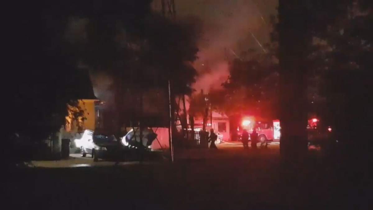 Fire crews attend to a blaze on Union Ave. near Roche St.