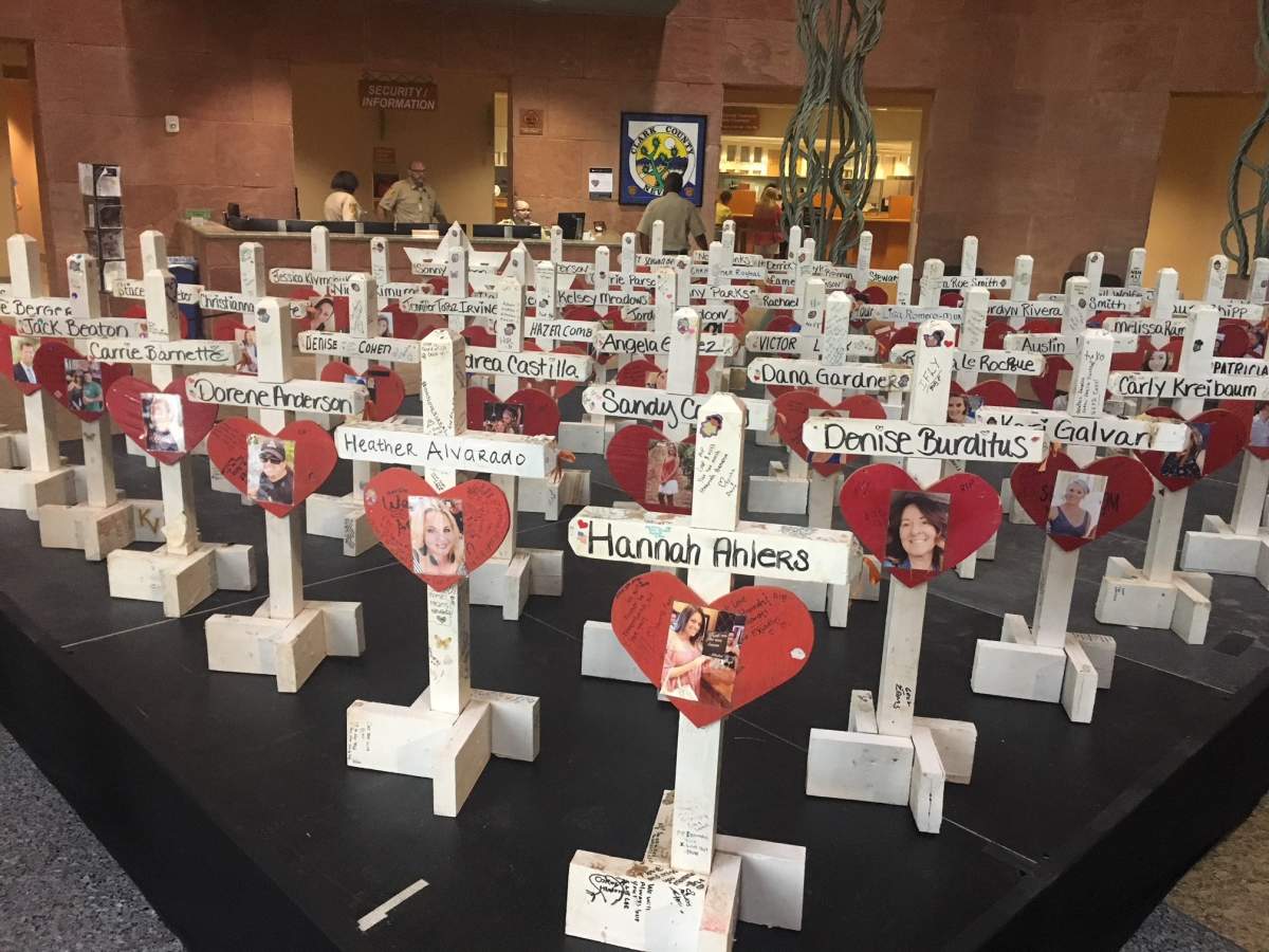 Memorial for Las Vegas shooting victims.