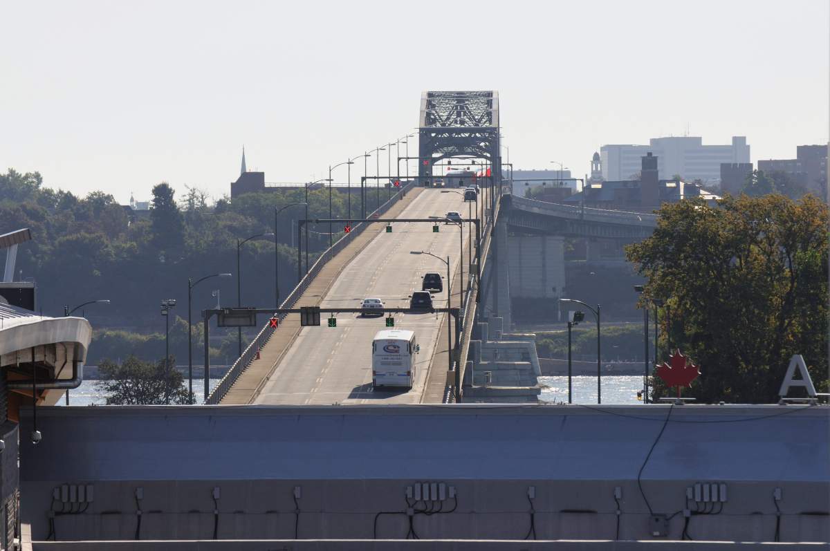 The Peace Bridge between Fort Erie, Ont., and Buffalo, N.Y.