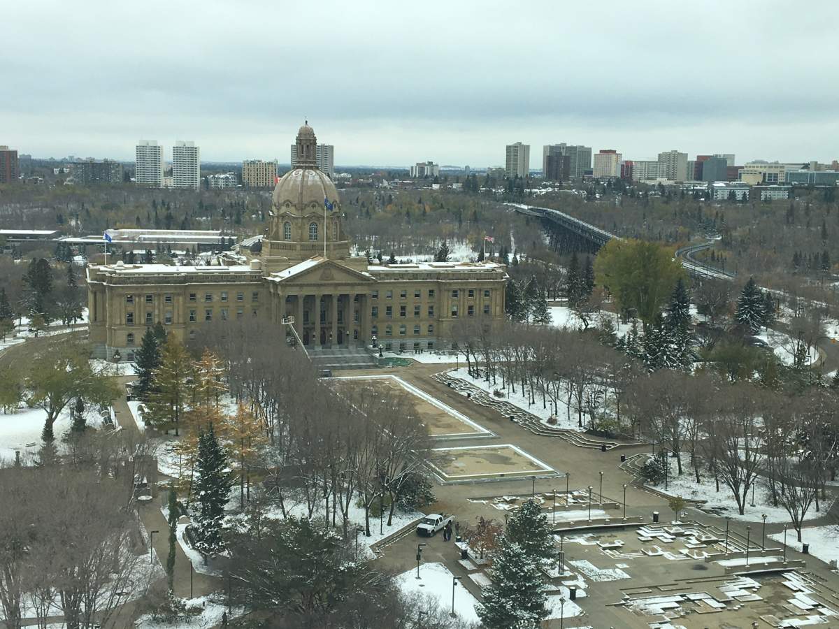 The view of the Alberta Legislature from the Federal Building. Oct. 10, 2018.