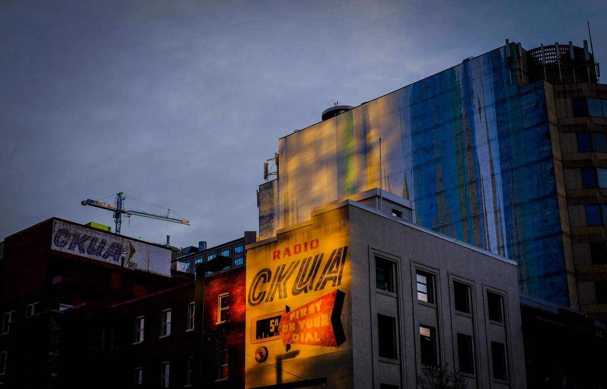 Painted signs advertising CKUA radio in Edmonton, Alta., Saturday, Jan. 28, 2017. CKUA was the first public broadcaster in Canada and went on air November 21, 1927.