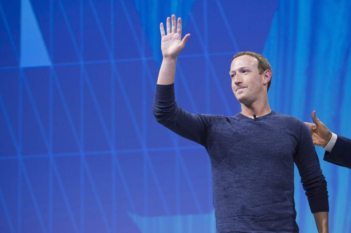 FILE - Facebook's CEO Mark Zuckerberg gestures and delivers his speech during the VivaTech (Viva Technology) trade fair in Paris, on May 24, 2018.