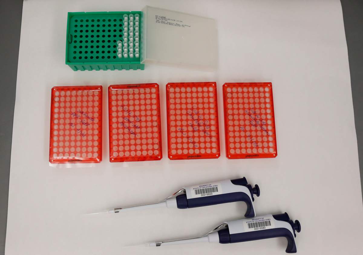 FILE - In this Aug. 1, 2014 file photo, tools used for DNA testing are shown in a DNA lab at the forensic science center of the Oklahoma State Bureau of Investigation in Edmond, Okla.