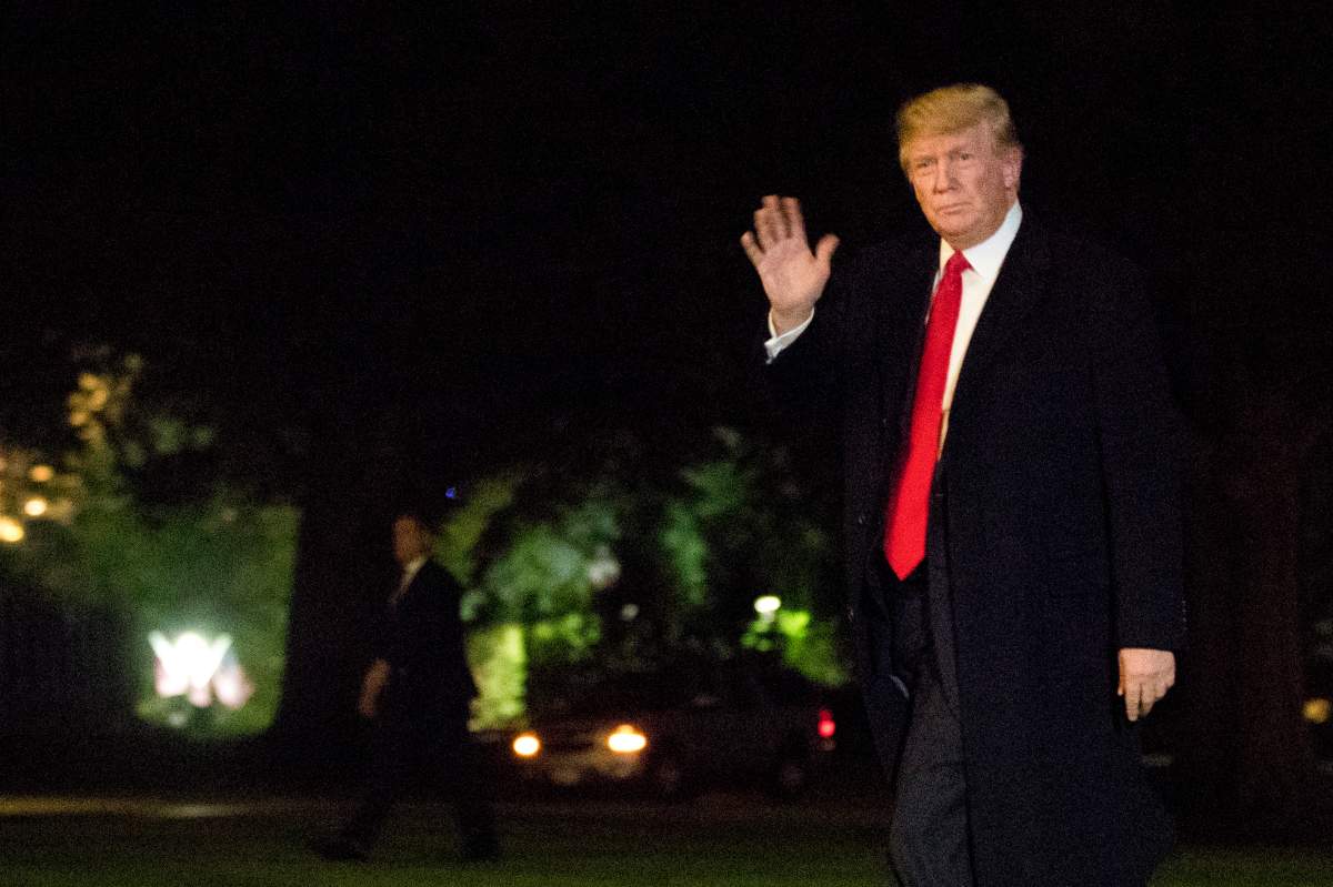 President Donald Trump arrives at White House in Washington, Friday, Oct. 12, 2018, from a trip to Lebanon, Ohio.