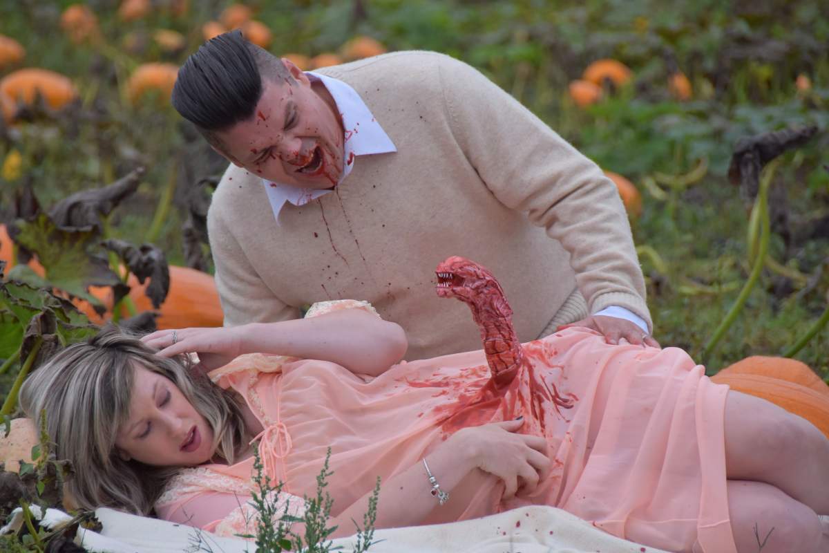 Todd and Nicole Cameron pose in this recent birth announcement photo at a pumpkin patch in Yellow Point, B.C.