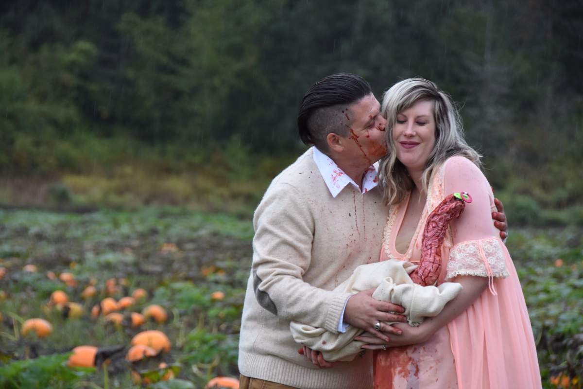 Todd and Nicole Cameron pose in this recent birth announcement photo at a pumpkin patch in Yellow Point, B.C.