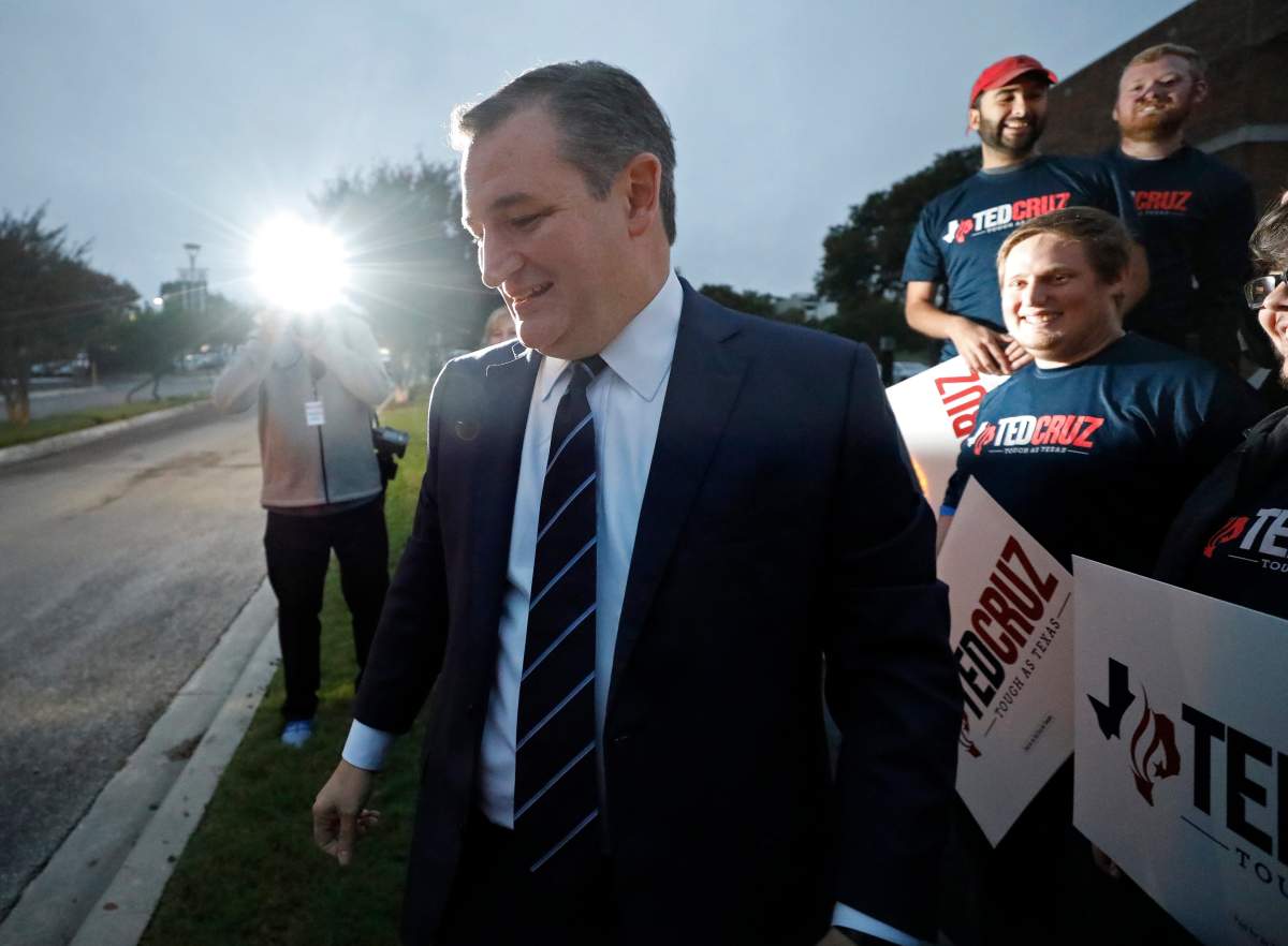 Senator Ted Cruz greets supporters before the start of the debate between candidate for the US Senate Beto O'Rourke and Senator Ted Cruz, in San Antonio, Texas, USA, 16 October 2018. 