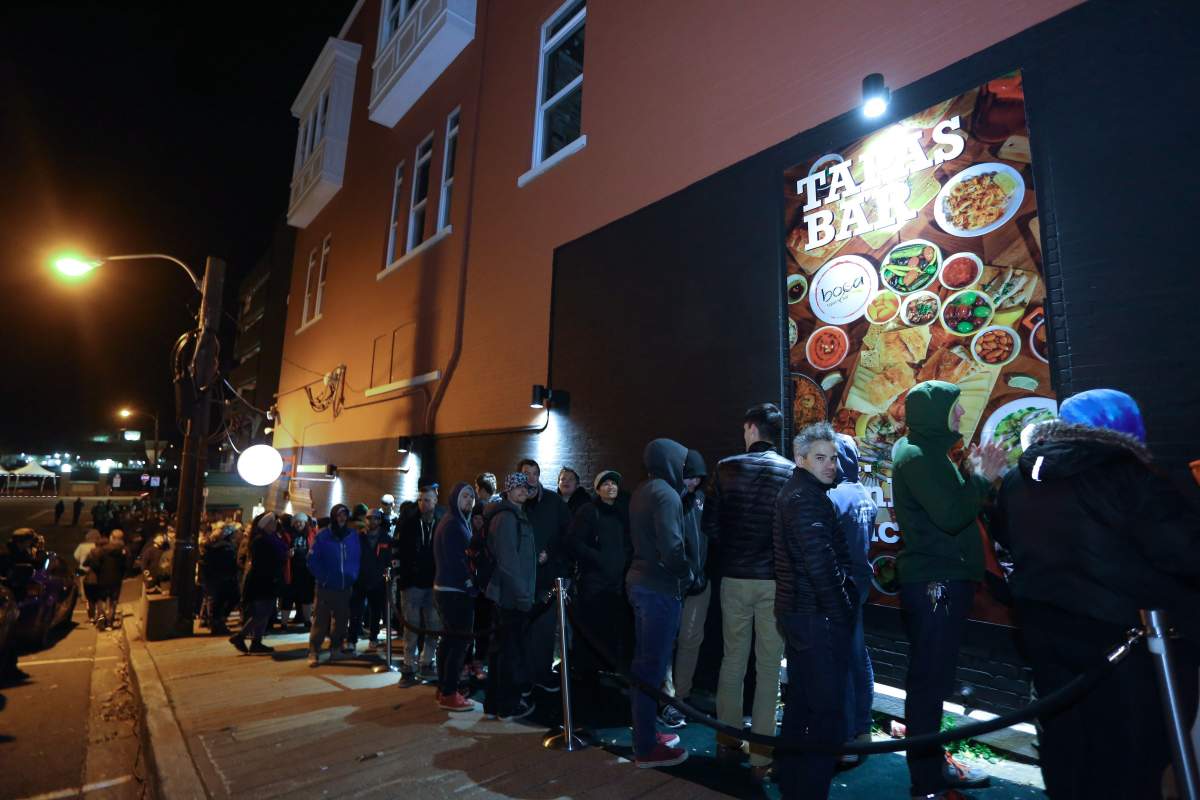 An estimated 400 people were in line to purchase cannabis at the Tweed retail store on Water Street, St. John’s N.L. when it became legal after midnight on Wednesday, October 17, 2018.