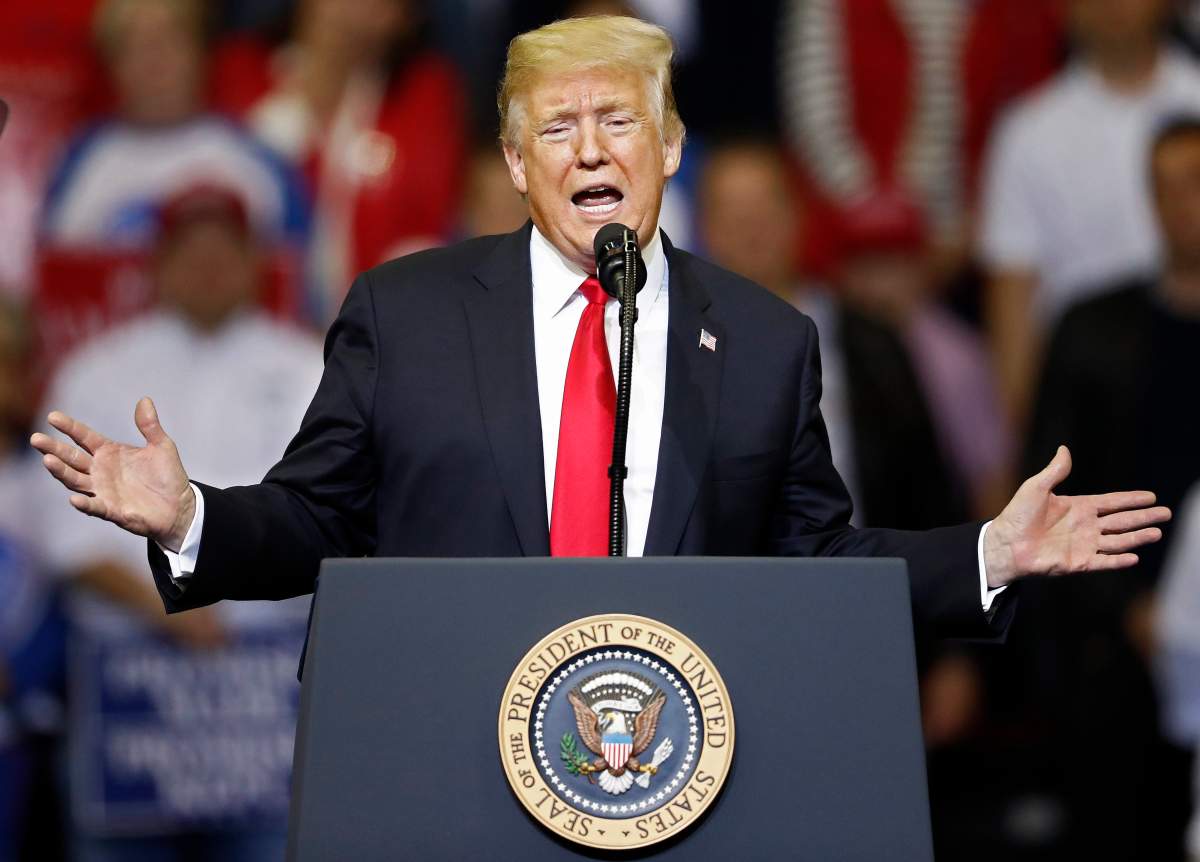 United States President Donald J. Trump speaks to supporters at a rally in Houston, Texas, USA, 22 October 2018. 