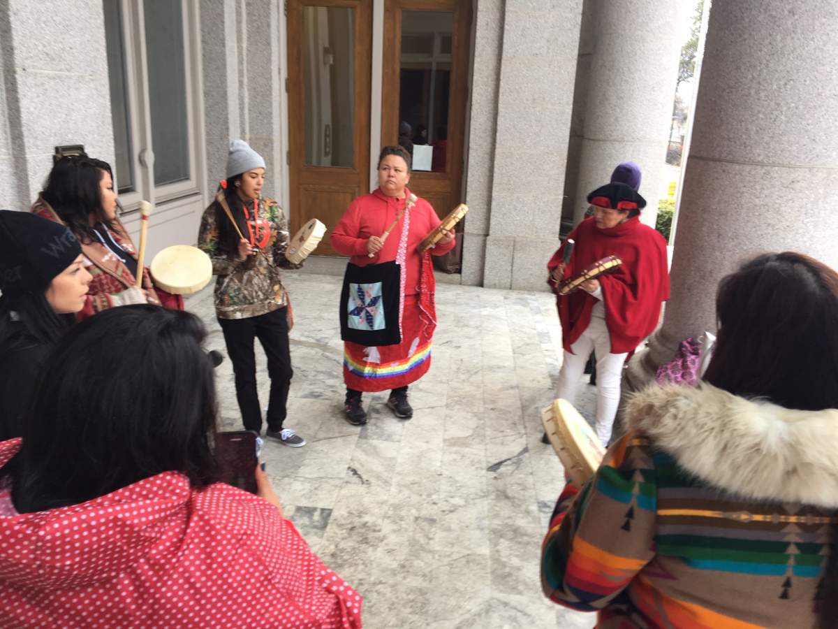 Protesters, seen here on October 31st, cheered a judge’s decision on Wednesday morning to deny Curtis Sagmoen’s bail request.