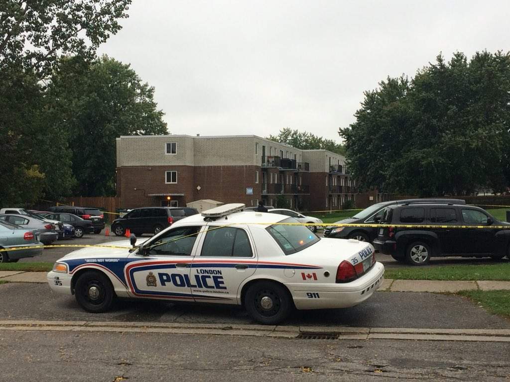 Police can be seen stationed outside of a Marconi/Noel-area townhouse on Oct. 1, 2018, after a police-involved shooting that left one in custody.