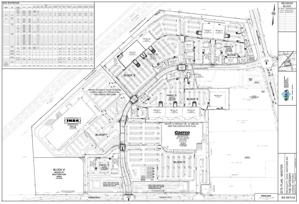 The site plan for the Wellington Road South and Dingman Drive development.