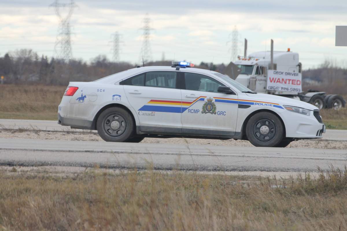 RCMP conduct traffic control on the Perimeter Highway in the RM of Springfield in this file photo.