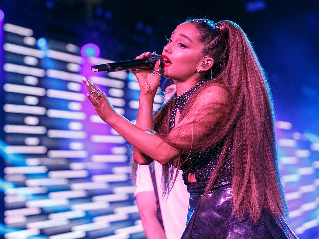Ariana Grande performs onstage during the 2018 iHeartRadio concert. 