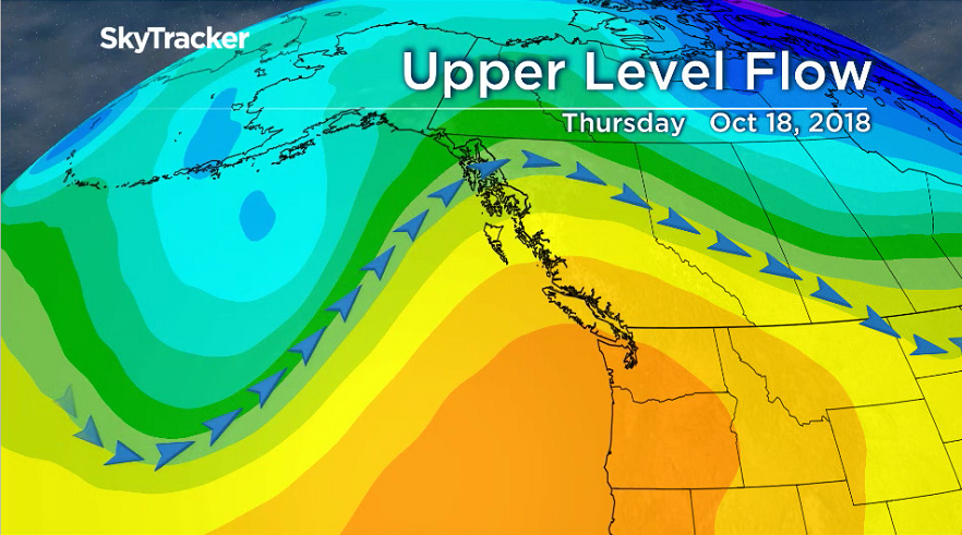 Jet stream shape on Thursday, Oct. 18th 2018.