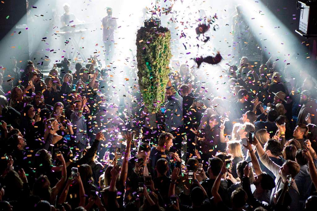 Leafly’s countdown party in Toronto was one of many celebrations across the country celebrating the legalization cannabis across Canada. Chris Young/The Canadian Press