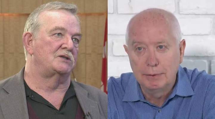 Five-term mayor Derek Corrigan (left) is neck and neck with independent mayoral candidate Mike Hurley. 