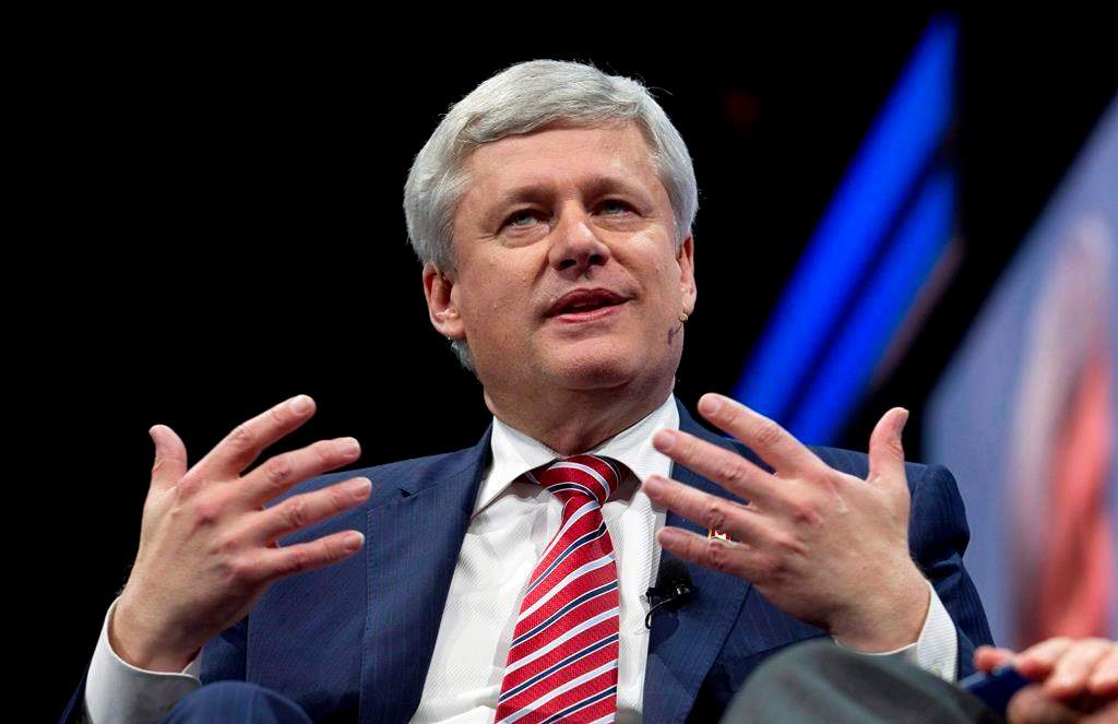 Former Prime Minister of Canada Stephen Harper speaks at the 2017 American Israel Public Affairs Committee (AIPAC) policy conference in Washington on March 26, 2017.