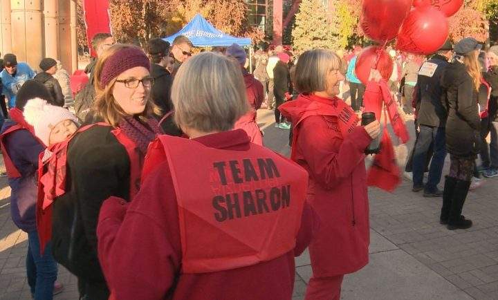 On Sunday, Sharon’s family ran in her memory at Eau Claire Market in Calgary for the 28th annual Investors Group Alzheimer Walk and Run.