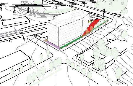 A view of how the proposed development would look next to the East Van Cross.
