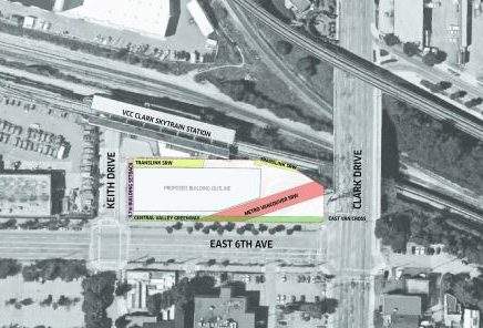 A view of the lot where the proposed development would be built next to the East Van Cross.