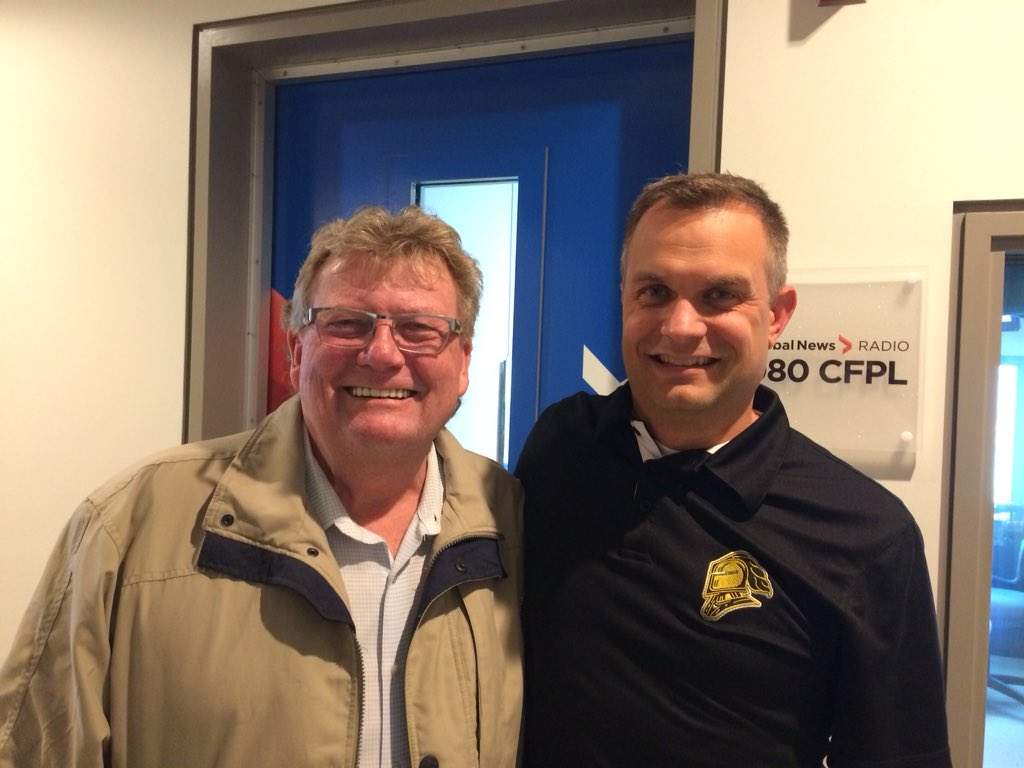 Ed Holder and Mike Stubbs in the 980 CFPL studios on Tuesday, October 16, 2018.