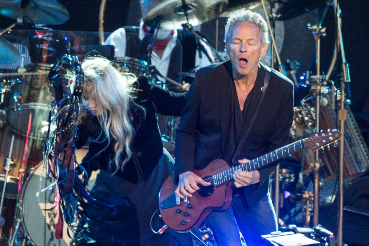 Stevie Nicks and Lindsey Buckingham from Fleetwood Mac perform the Isle of Wight Festival at Seaclose Park on June 14, 2015 in Newport, Isle of Wight.