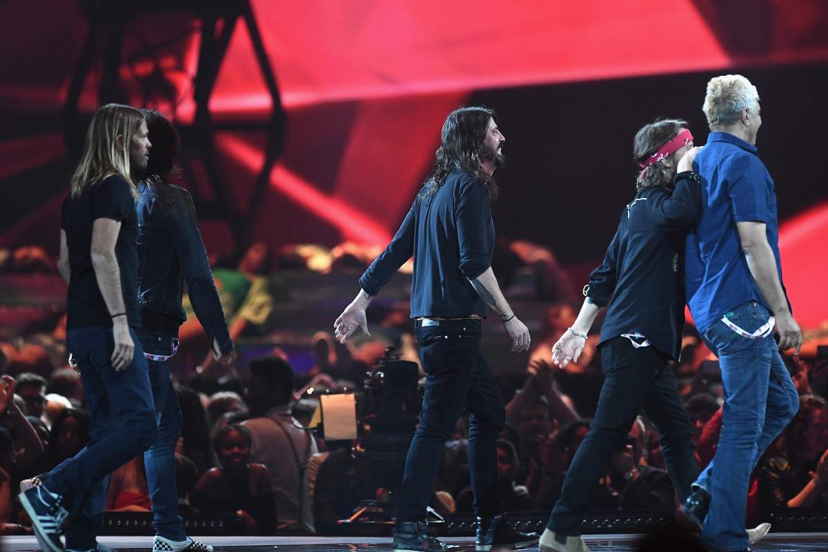 Foo Fighters onstage at The BRIT Awards 2018, held at The O2 Arena on Feb. 21, 2018 in London, England.