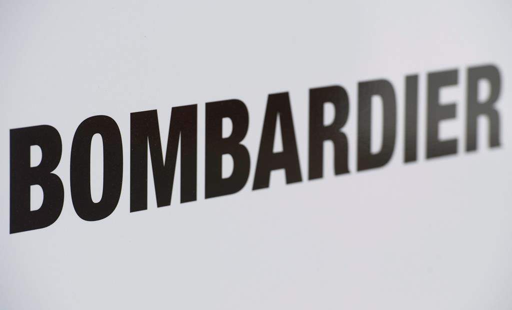A Bombardier logo is shown at a Bombardier assembly plant in Mirabel, Que., Friday, October 26, 2018. THE CANADIAN PRESS/Graham Hughes.