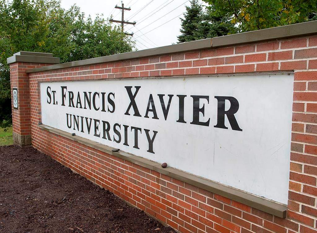 A sign marks one of the entrances to the St. Francis Xavier University campus in Antigonish, N.S. on Friday, Sept. 28, 2018.